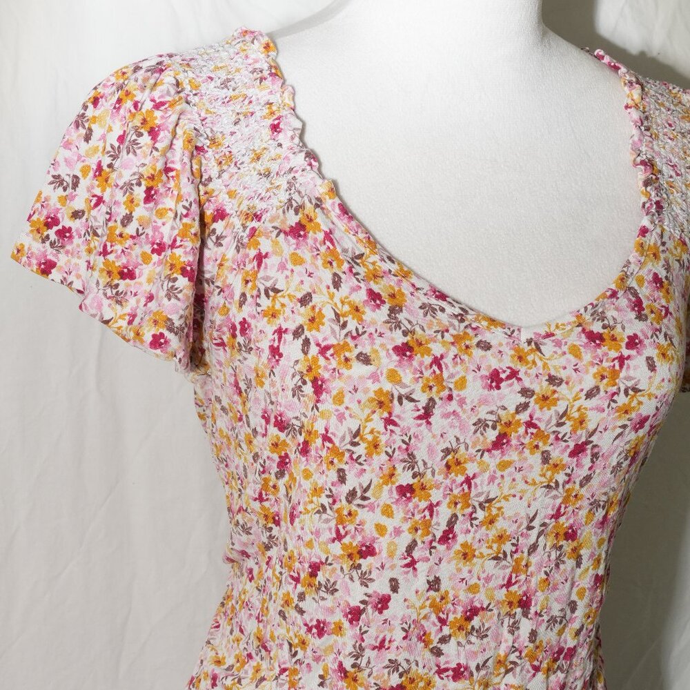 Torrid Womens Size 0 Shirt Super Soft Floral Top Pink Red Yellow Stretchy Comfy
